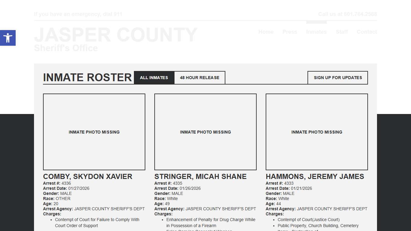 Inmate Roster Jasper SO